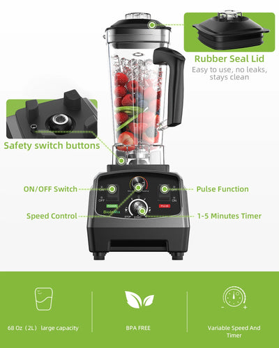 Timer Blender, 2200W Power, Heavy Duty, With Extra Jar, BPA Free, Plastic