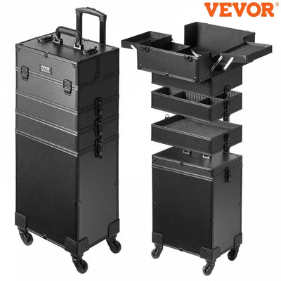 Makeup Case, Large Capacity, 4 Compartments, Black