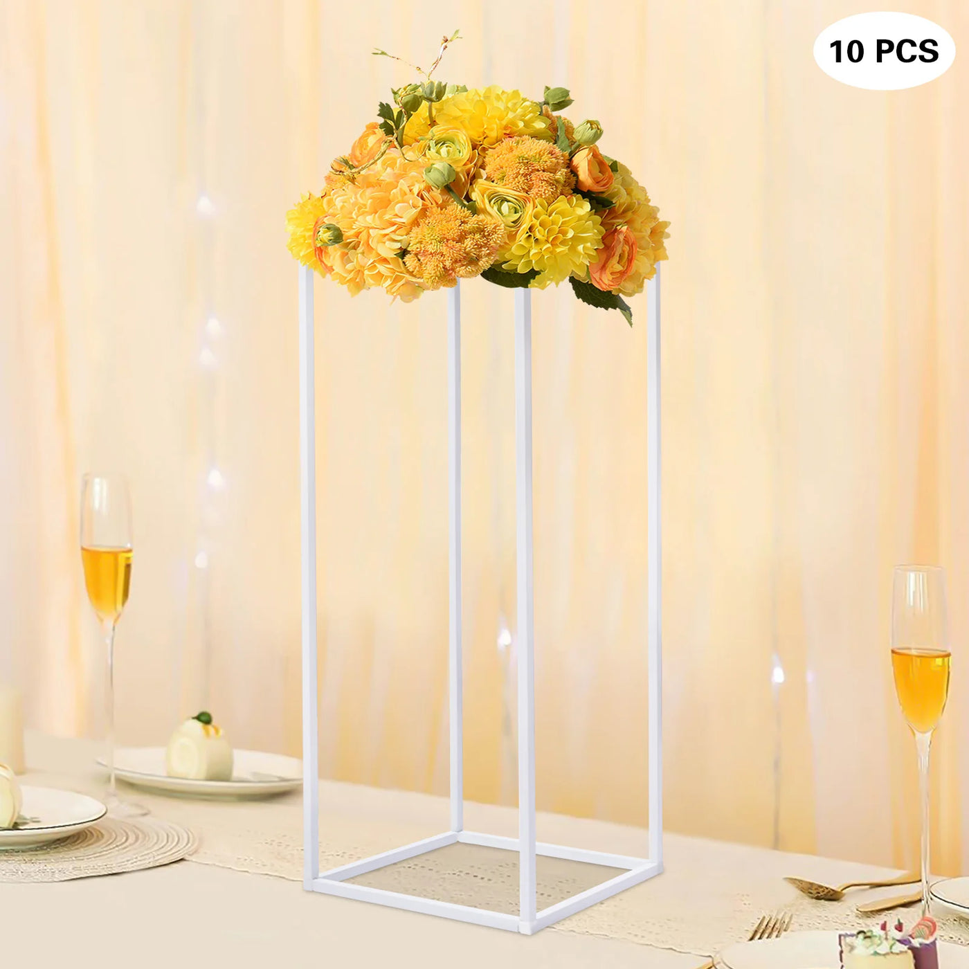 Flower Stand Set, 10 Pieces, Carbon Steel, 5kg Load Capacity, White