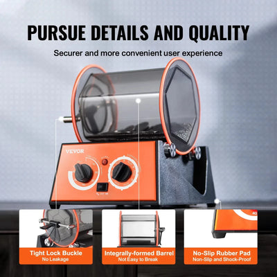 Jewelry Polishing Machine, 3Kg Capacity, 5-Speed, Timer, Black