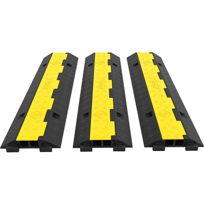 Cable Protector Ramp, 2 Channels, 3 Pcs, Rubber & PVC, Black