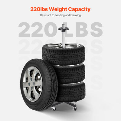 Tire Stand, Heavy-Duty Steel, 4-Tire Capacity, No Wheels, Black