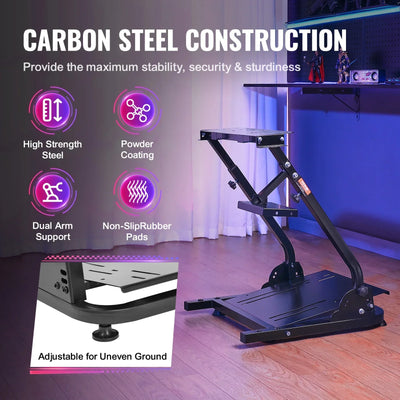 Racing Wheel Stand, Adjustable Carbon Steel, Foldable, Black