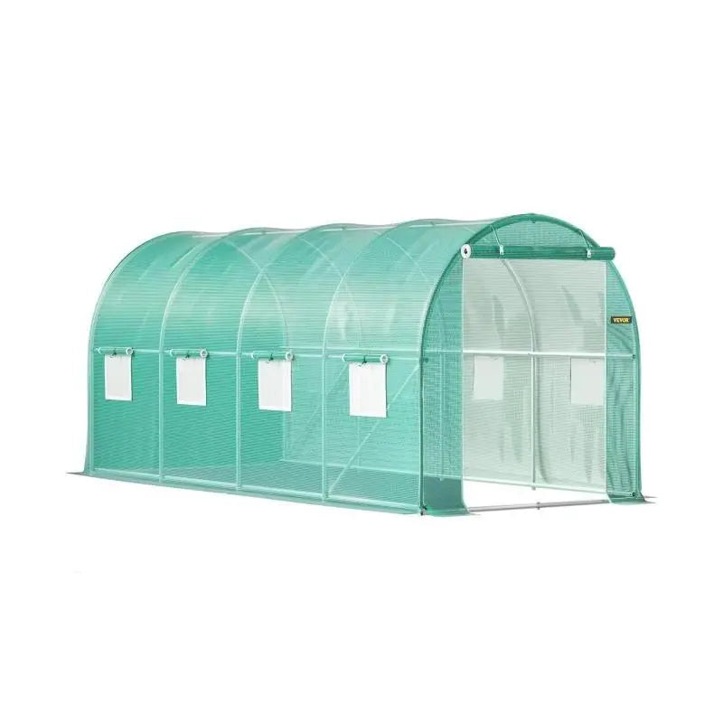 Walk-In Tunnel Greenhouse, Galvanized Frame, Waterproof Cover, 15x7x7 ft, Green