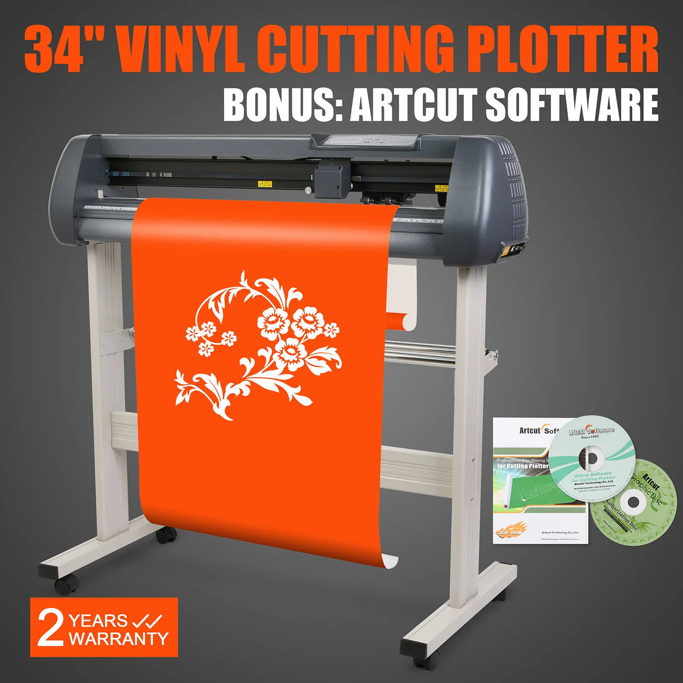 Vinyl Cutter Plotter, 34" Cutting Width, Black