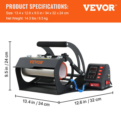 Mug Heat Press Machine, 11oz/20oz, LCD Control, Two Platens, Black
