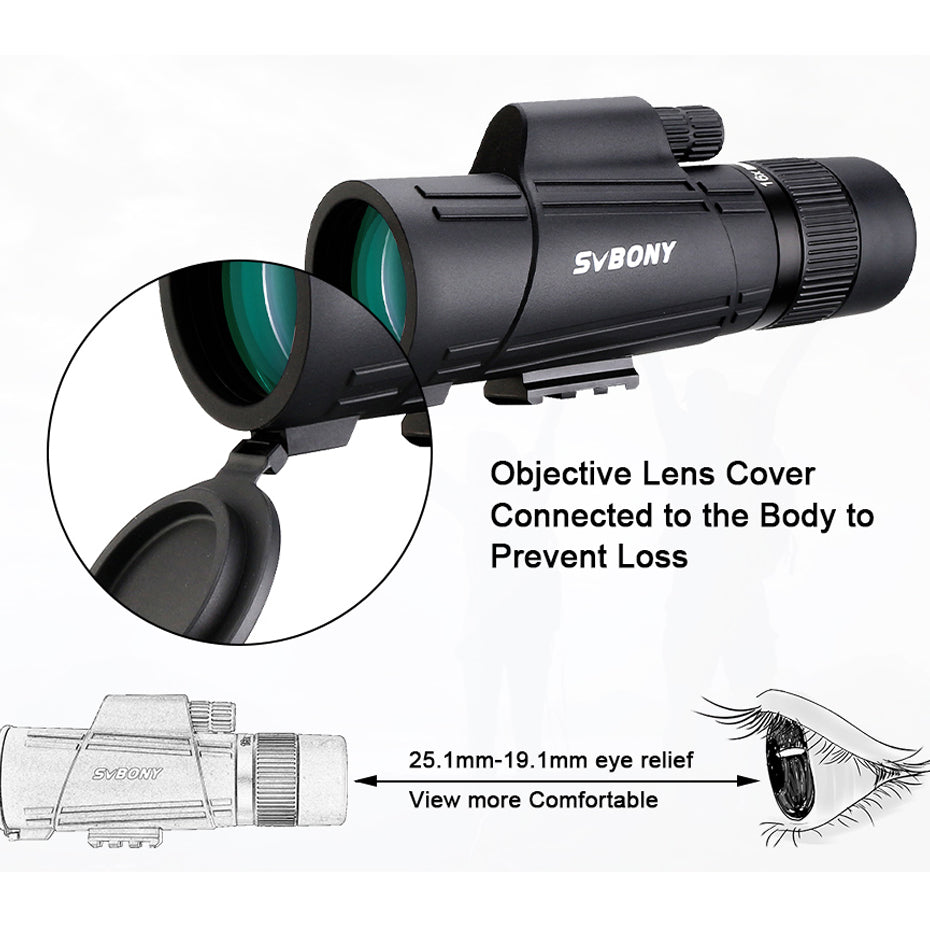 Prism zoom monocular, reglabil, obiectiv 42 mm, zoom 16x, negru