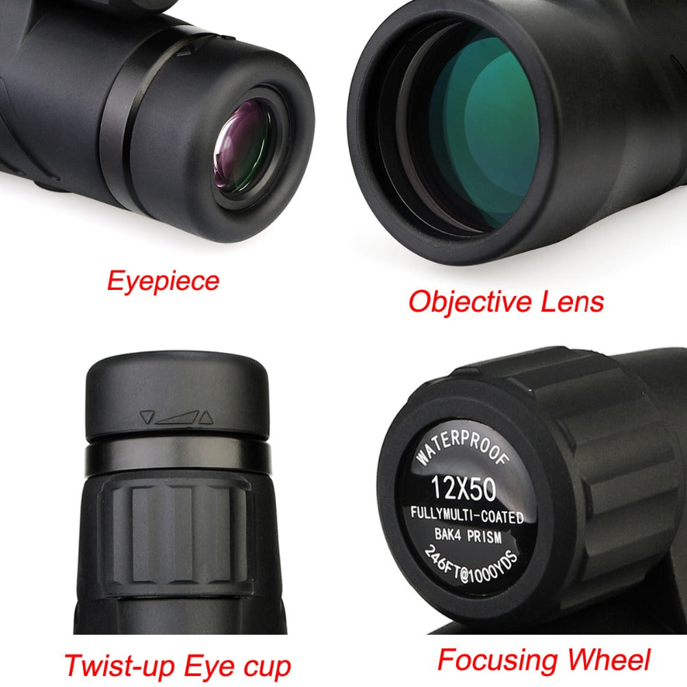 12x50 Waterproof Monocular with BaK4 Prism.