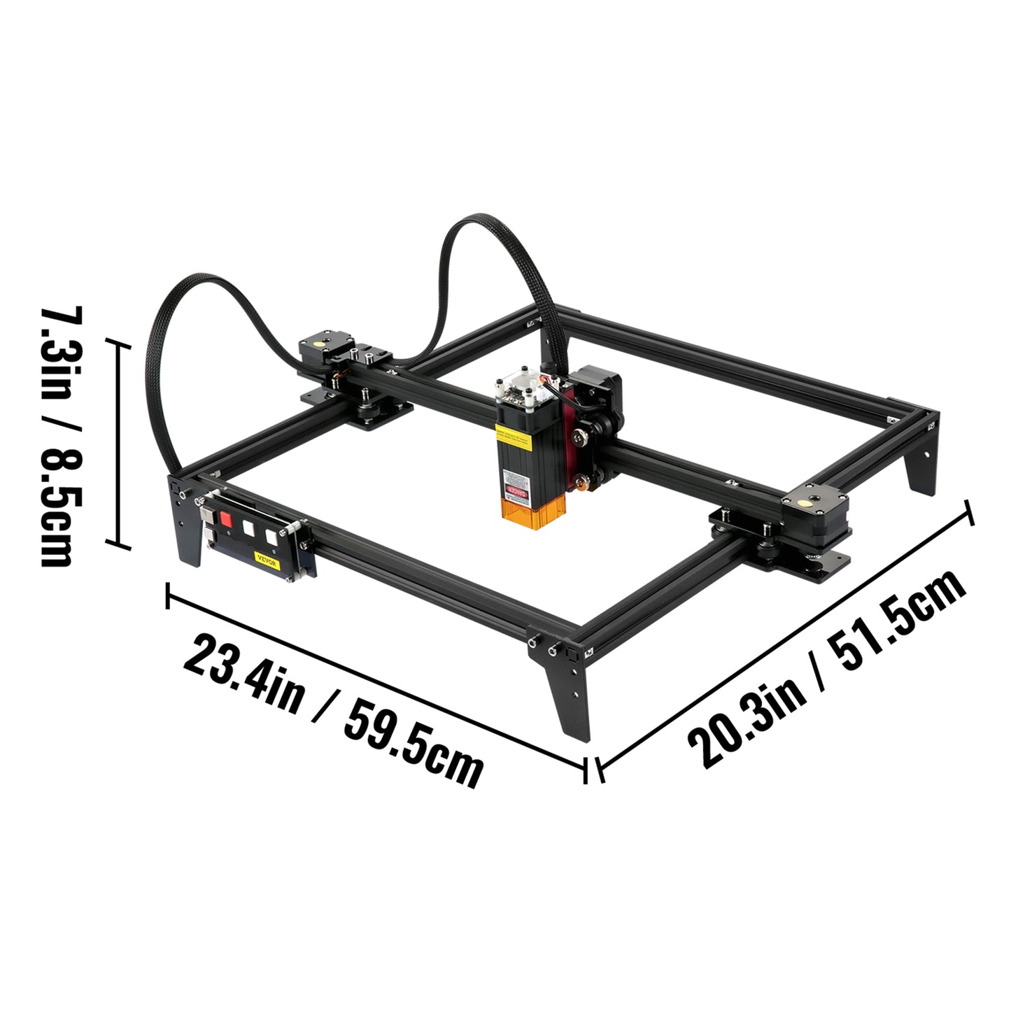 Engraving Machine, 40x40cm, 5.5W, Router, Square Spot, USB, Wi-Fi, Black