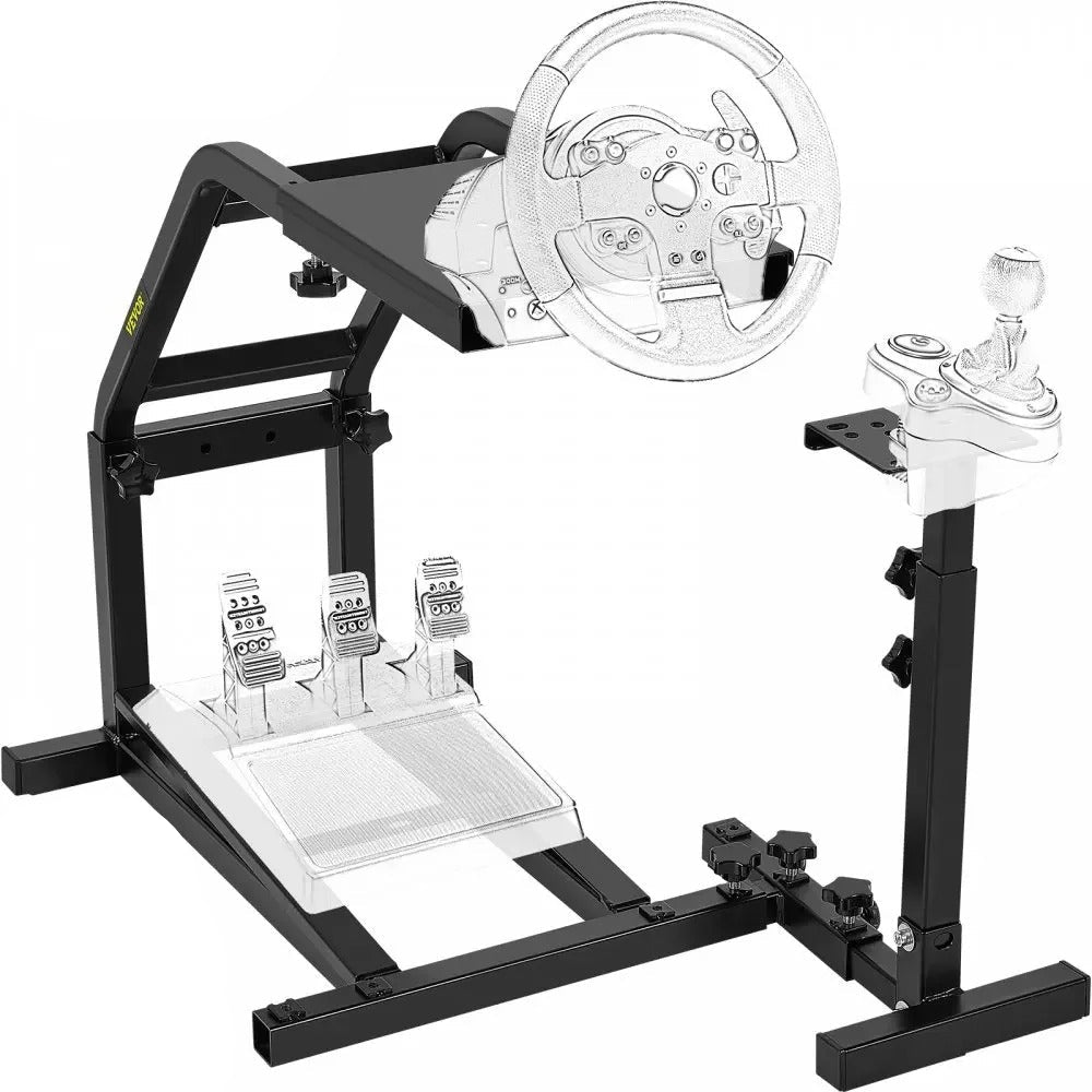 Racing Wheel Stand, Adjustable Carbon Steel Frame, Black