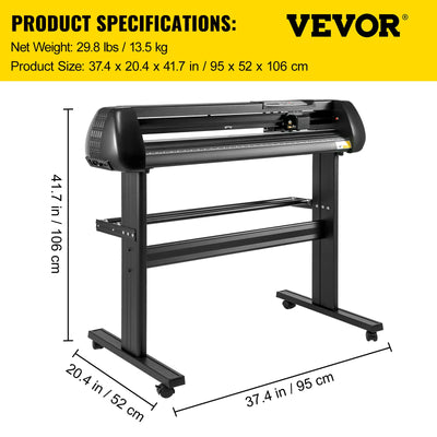 Vinyl Cutter Plotter, 720 mm Cutting Width, Adjustable Speed, Black