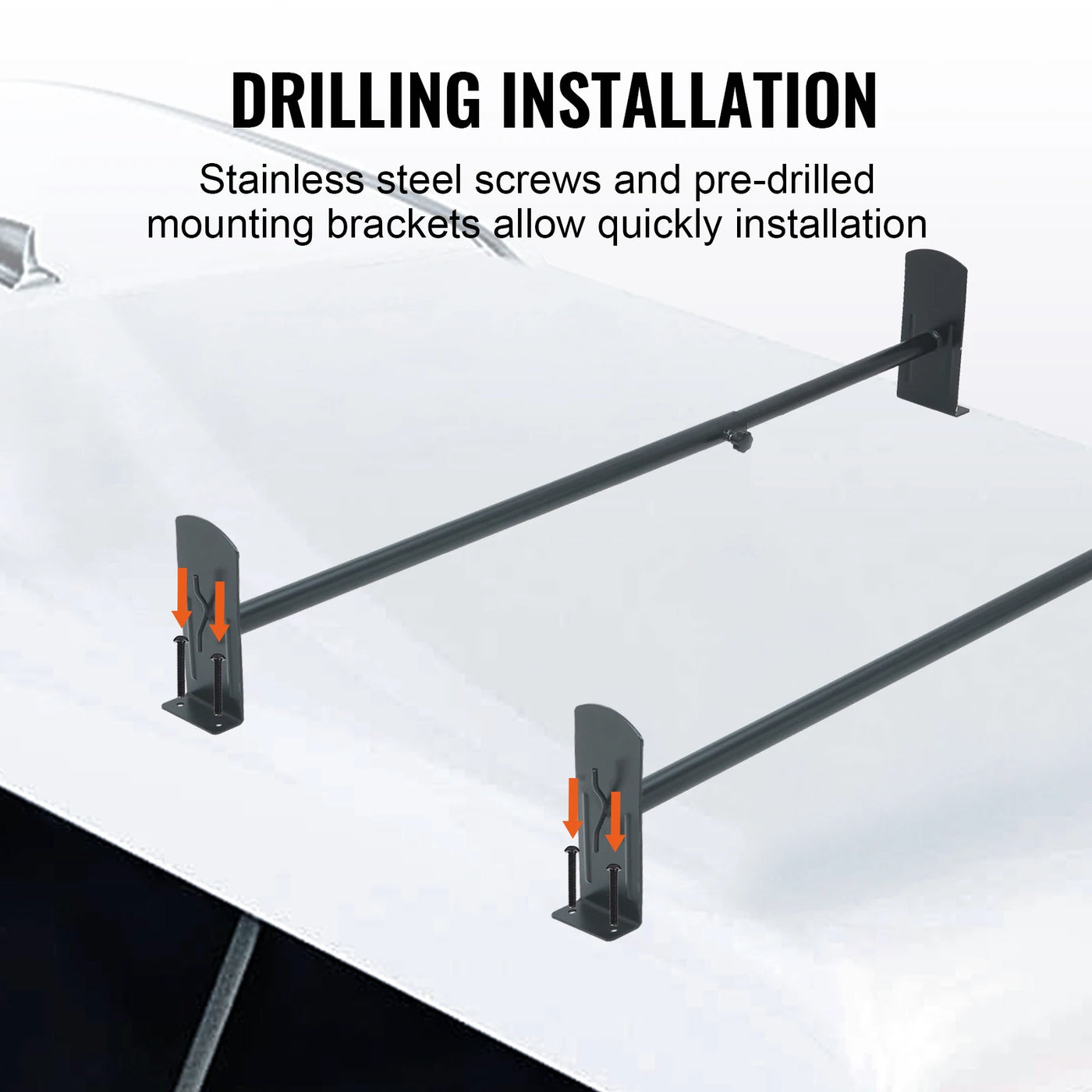 Van Ladder Rack, Alloy Steel, 3 PCS, Adjustable, White