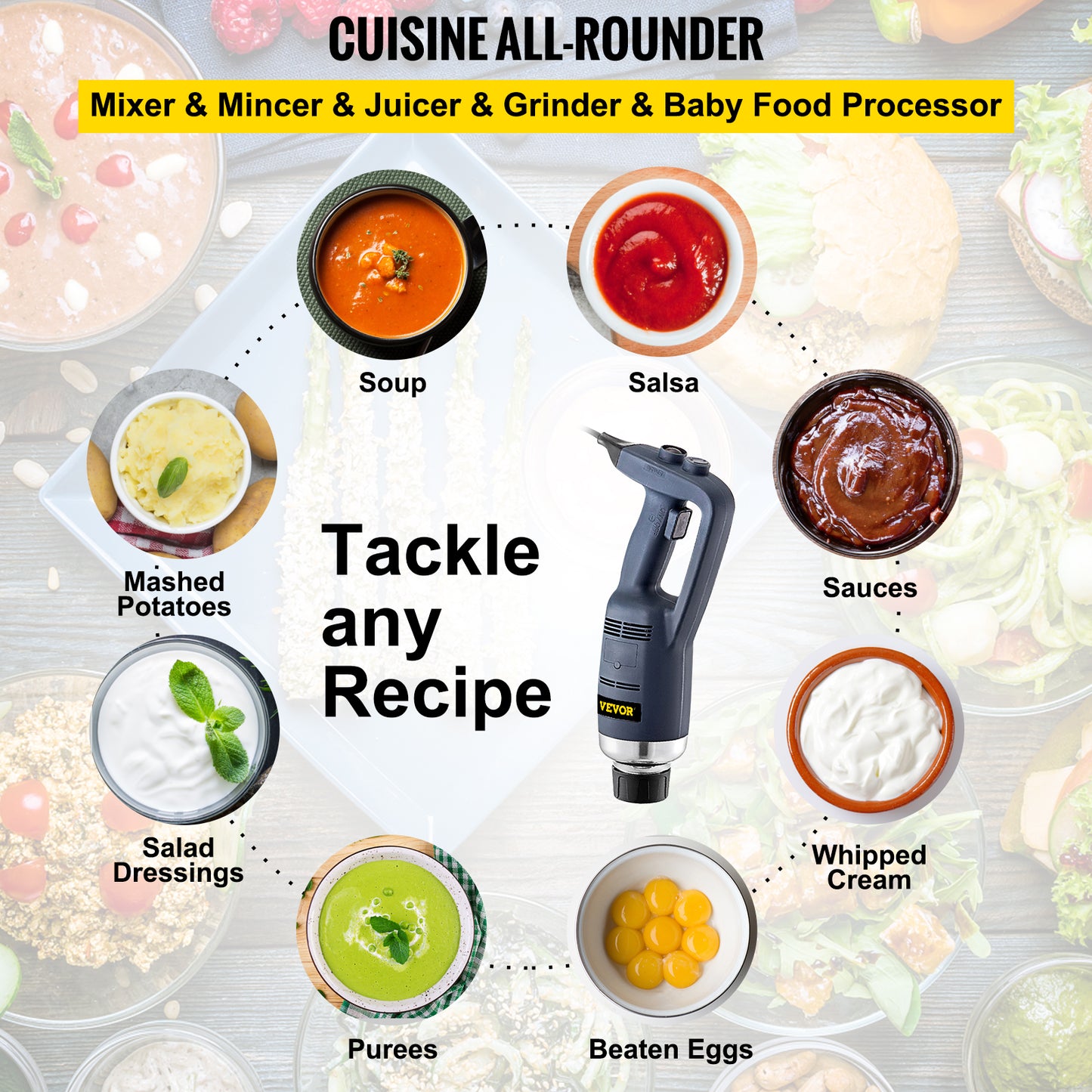 Immersion Blender, Handheld, Space-saving, Thick Blade