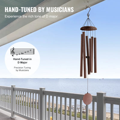 Wind Chimes, 45", Deep Tone, Outdoor Garden Decor, Bronze