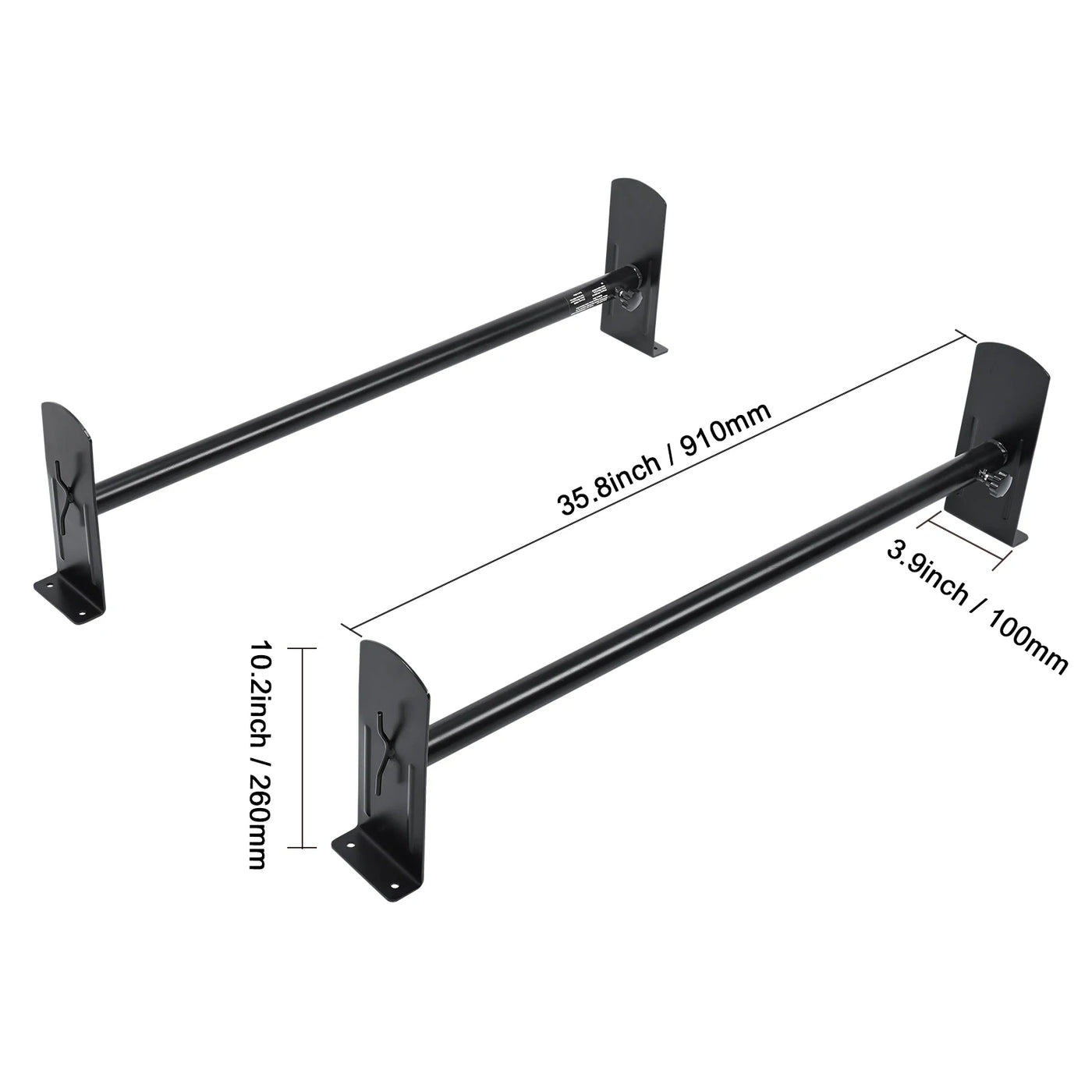 Van Ladder Rack, Alloy Steel, 2 PCS, Adjustable, Black