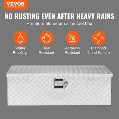 Truck Tool Box, Aluminum Alloy Locking Storage, 39x13x9.6 cm, Silvery