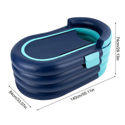 Inflatable Bathtub, 4 layers, Freestanding, PVC Cotton, 1.4m, Blue