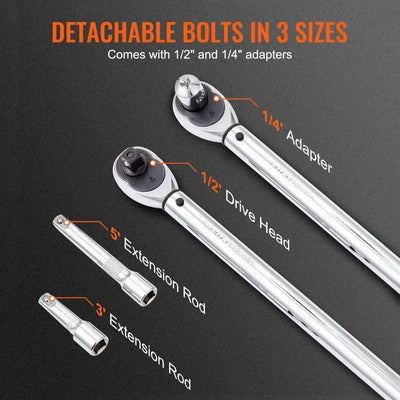 Mechanical Torque Wrench, 56.5cm, 34-340Nm, Chrome-Plated, Silver