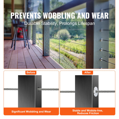 Protector Sleeves, Stainless Steel, Cable Railing Kit, T316 Steel, 121JBYP, Silver
