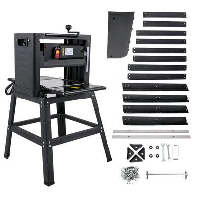 Thickness Planer, 2000W 13 Inch, 6-160mm Cutting Depth, 6m/min Feeding Speed, Iron+Stainless Steel, Black