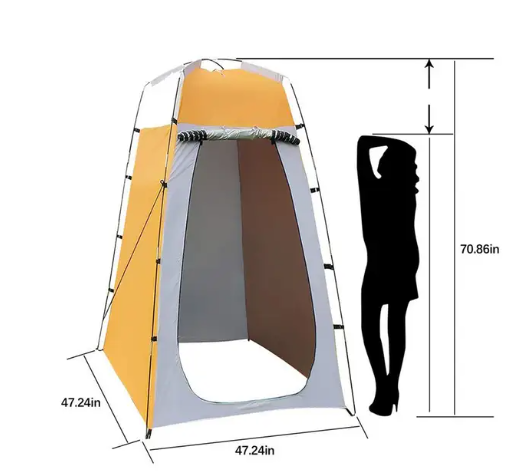 Shower Tent, 2000mm, Outdoor, Polyester, Waterproof, Yellow