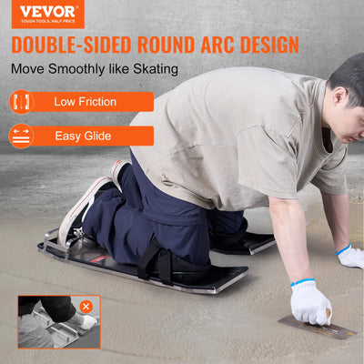 Knee Boards, Stainless Steel, Concrete Sliders, 30x10 cm, Adjustable Straps, Silver