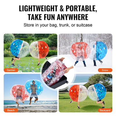 Inflatable Bumper Balls, 2-Pack, 5FT, Thick PVC, Adjustable Straps, Red + Blue
