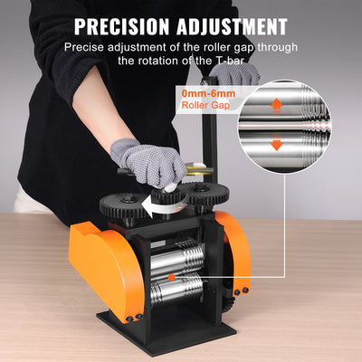 Jewelry Rolling Mill, 3-in-1, Multi-Function, 57mm, Metal Sheet & Wire, Black