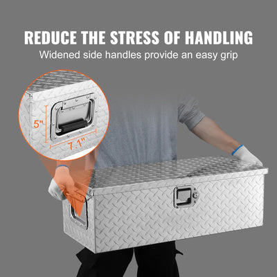 Truck Tool Box, Aluminum Alloy Locking Storage, 39x13x9.6 cm, Silvery