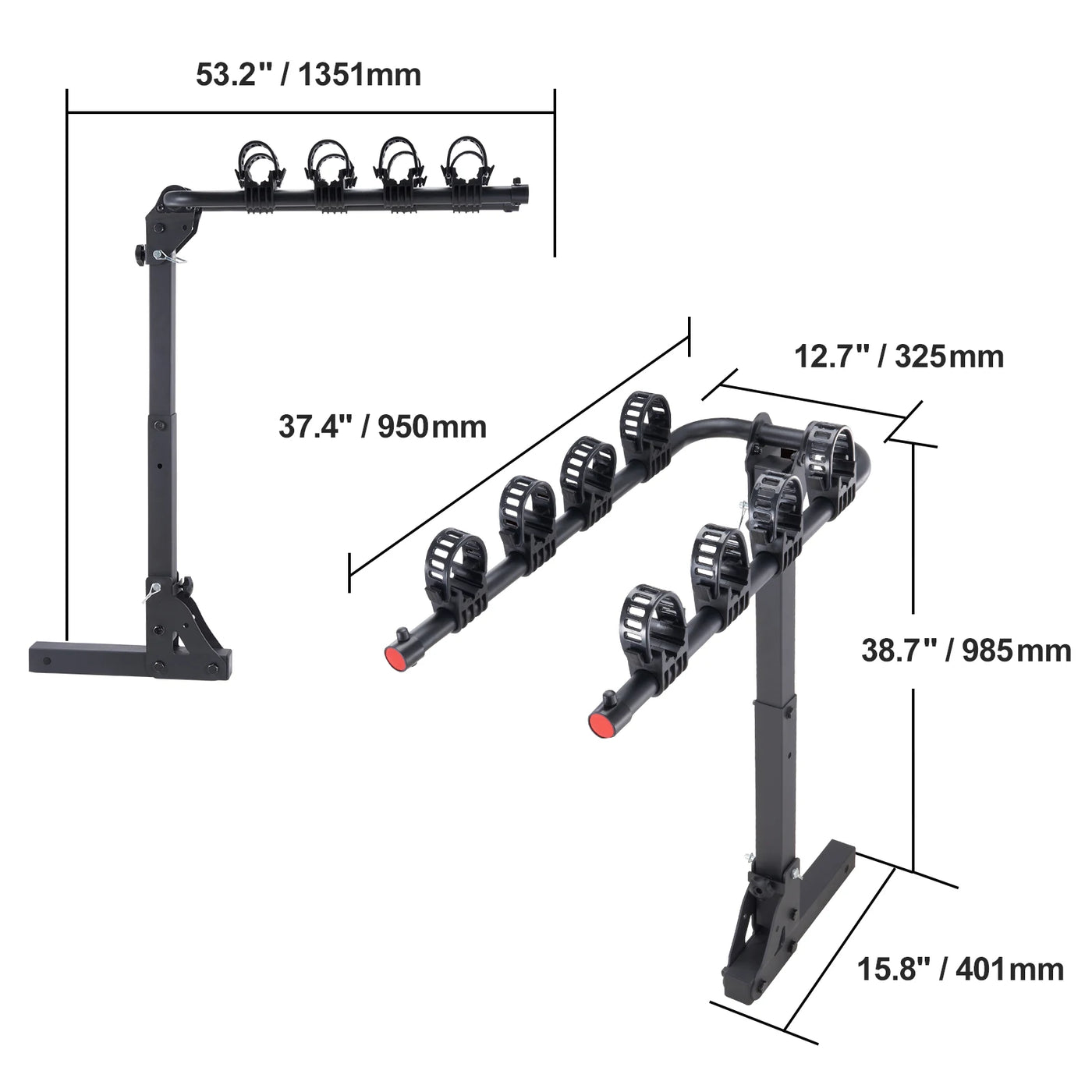 Hitch Bike Rack, 4x150 kg Capacity, Black