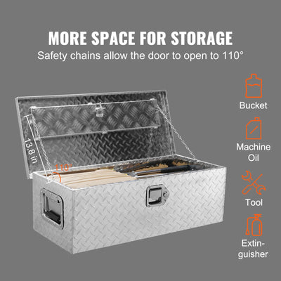 Truck Tool Box, Aluminum Alloy Locking Storage, 39x13x9.6 cm, Silvery