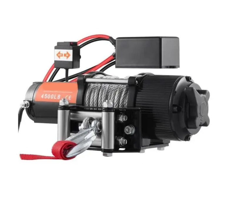 Electric Winch, 4500lbs, 12V, Steel Rope, Wired & Wireless Remote, Black