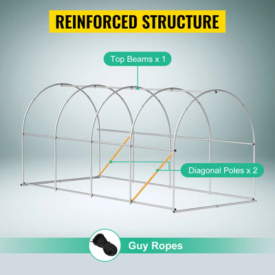 Walk-In Tunnel Greenhouse, Galvanized Frame, Waterproof Cover, 15x7x7 ft, Green