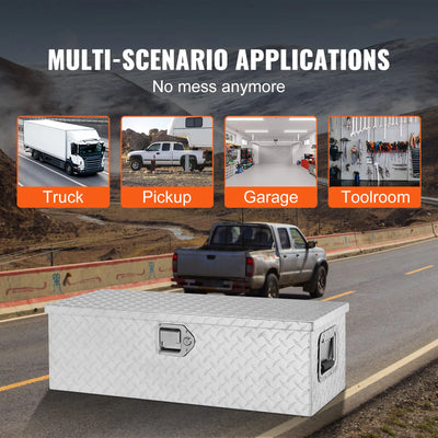 Truck Tool Box, Aluminum Alloy Locking Storage, 39x13x9.6 cm, Silvery