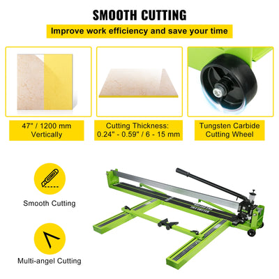 Tile Cutter, 800mm Cutting Length, Steel, High Precision, Multicolor