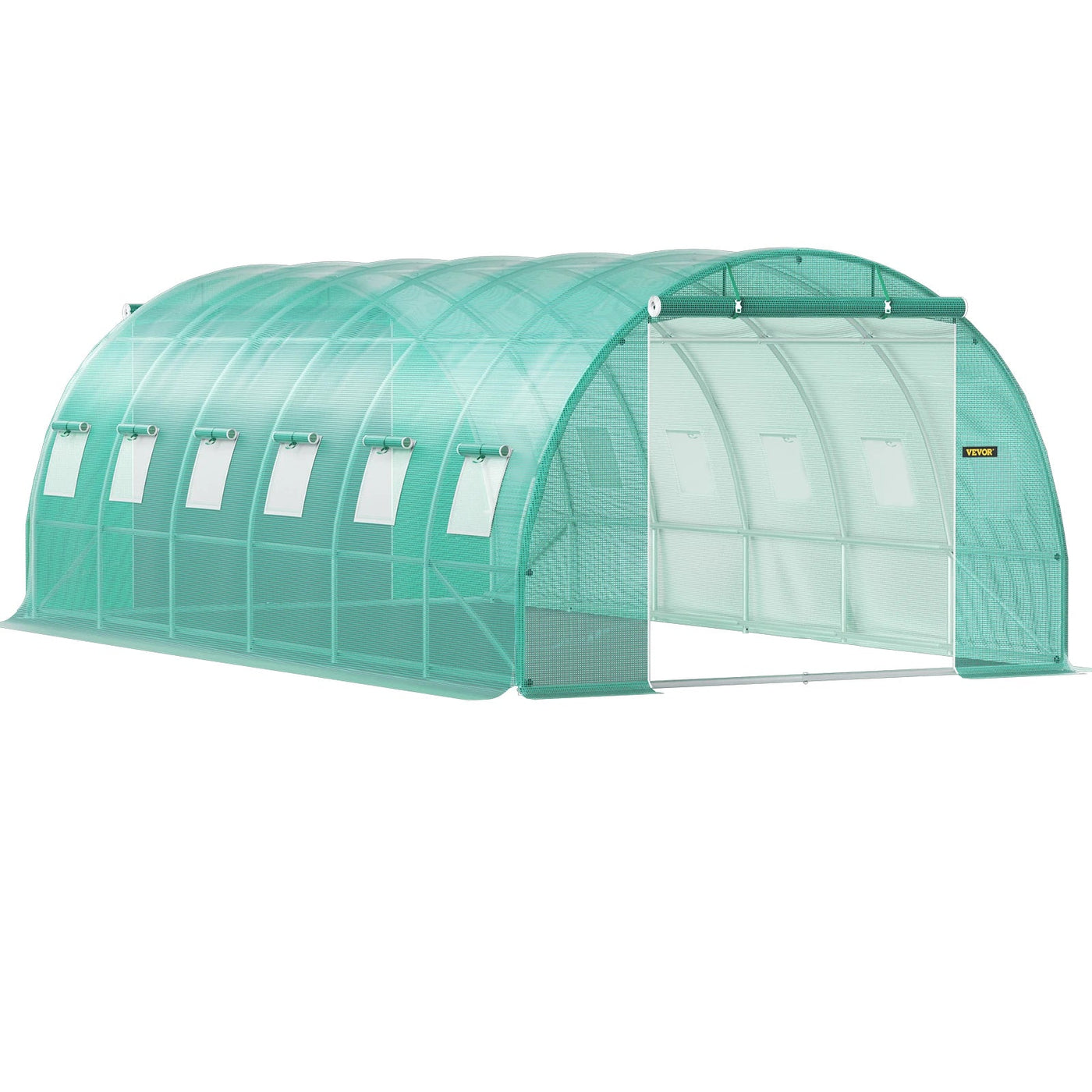 Tunnel Greenhouse, 10-7-7, Galvanized Frame, Waterproof PE, Green