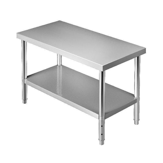 Table de préparation de travail réglable sous étagère 72x30x34 550lbs en métal inox.