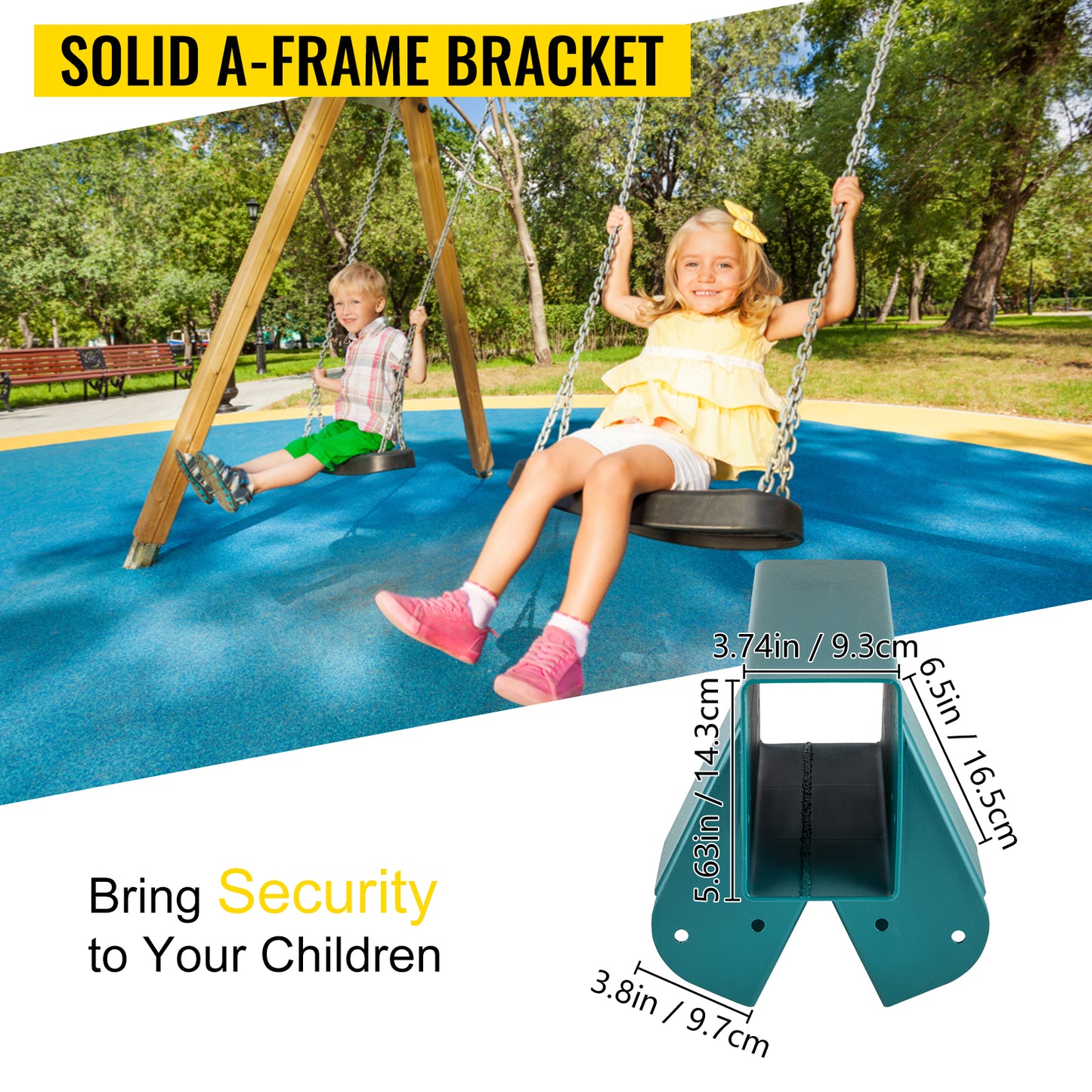 DIY Swing Set End Bracket Iron Green Powder Coated 12"