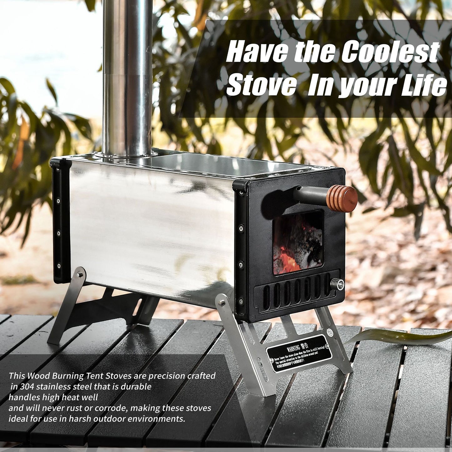 Portable Wood Burning Tent Stove with Pipes for Camping Cooking Heat 2022.
