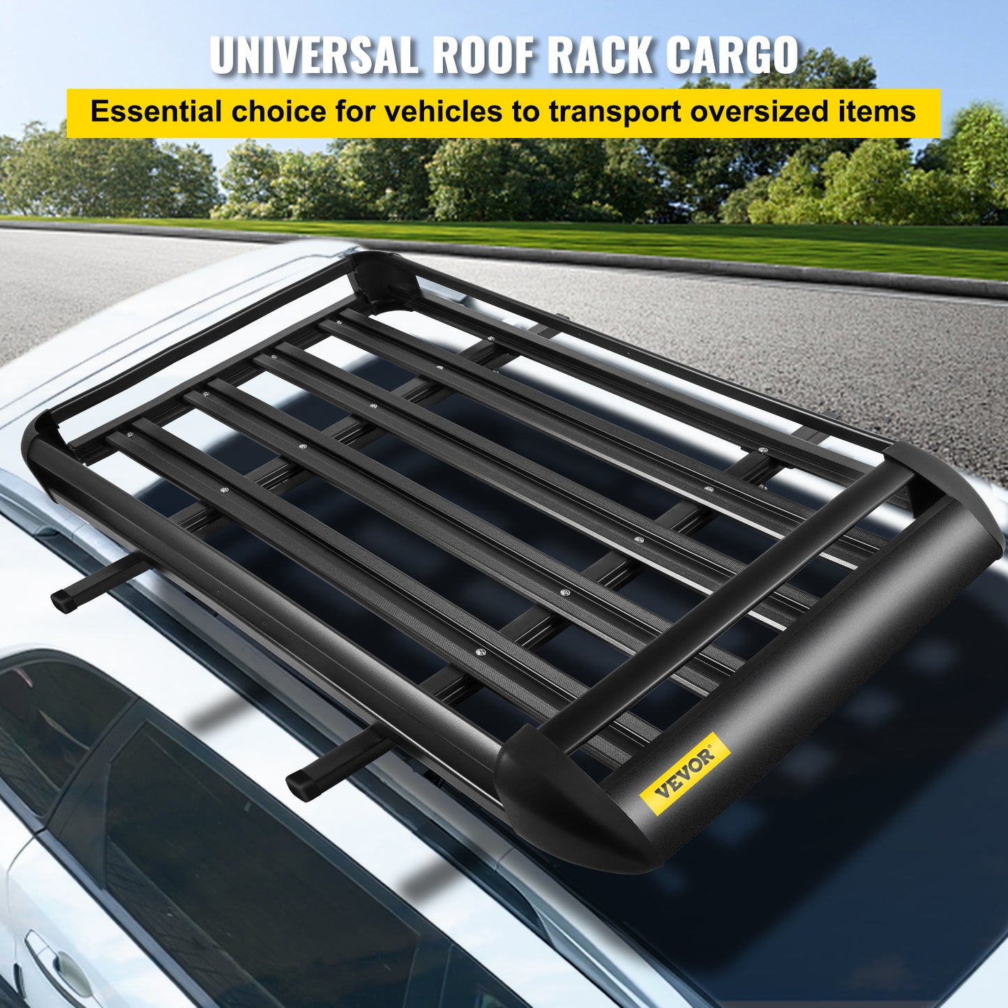 Roof Rack Cargo Carrier for Bicycles & Skis, 100KG Capacity.