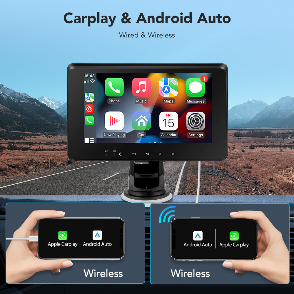 Car Multimedia Player, Gearelec, 1GB, 32GB, Android Auto, 12LED, Cam, Black