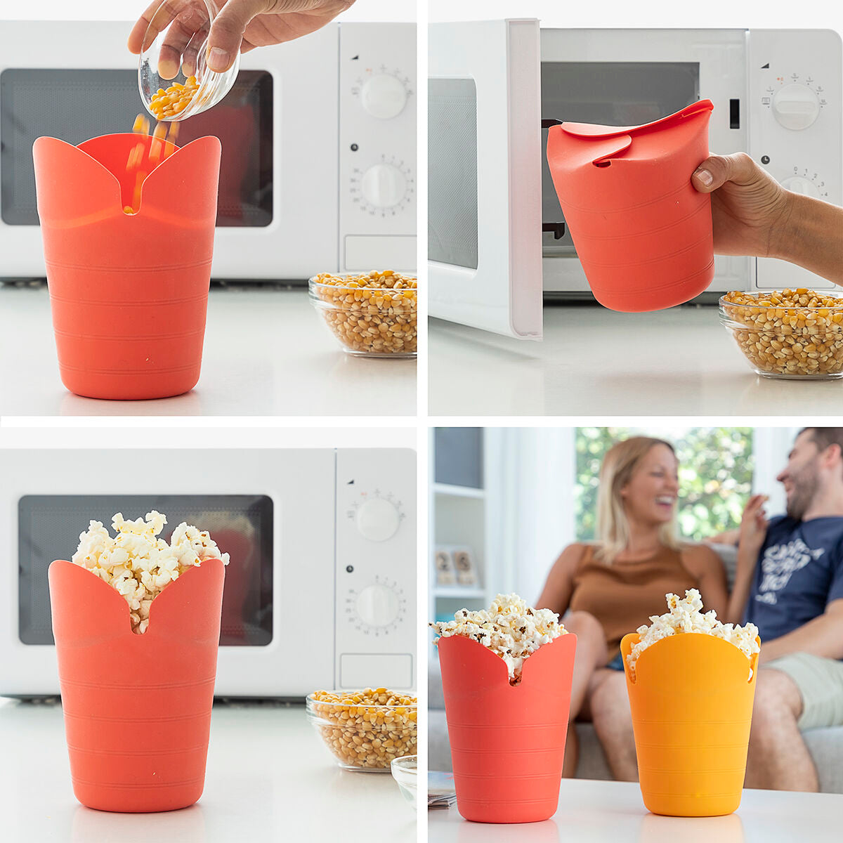 Aparat pentru popcorn din silicon pliabil Popbox InnovaGoods (Pachet de 2)