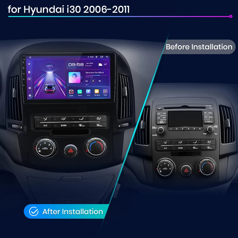 Wireless Speakers  V1 AI Voice CarPlay Android Auto Radio Hyundai I30 2006-2011 4G Multimedia GPS 2din autoradio Pro C (2GB 64GB)A