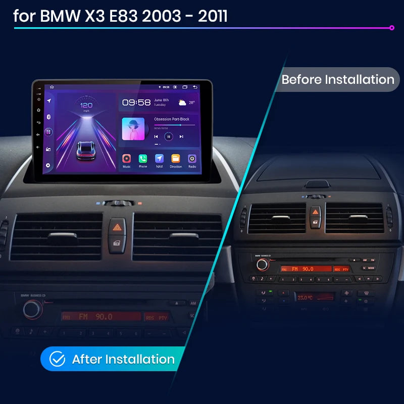Wireless Speakers, , V1 AI Voice CarPlay Android Auto Radio for BMW X3 E83 2004-2012, 4G Multimedia GPS 2din autoradio V1 Pro C, 2GB 64GB, Black.