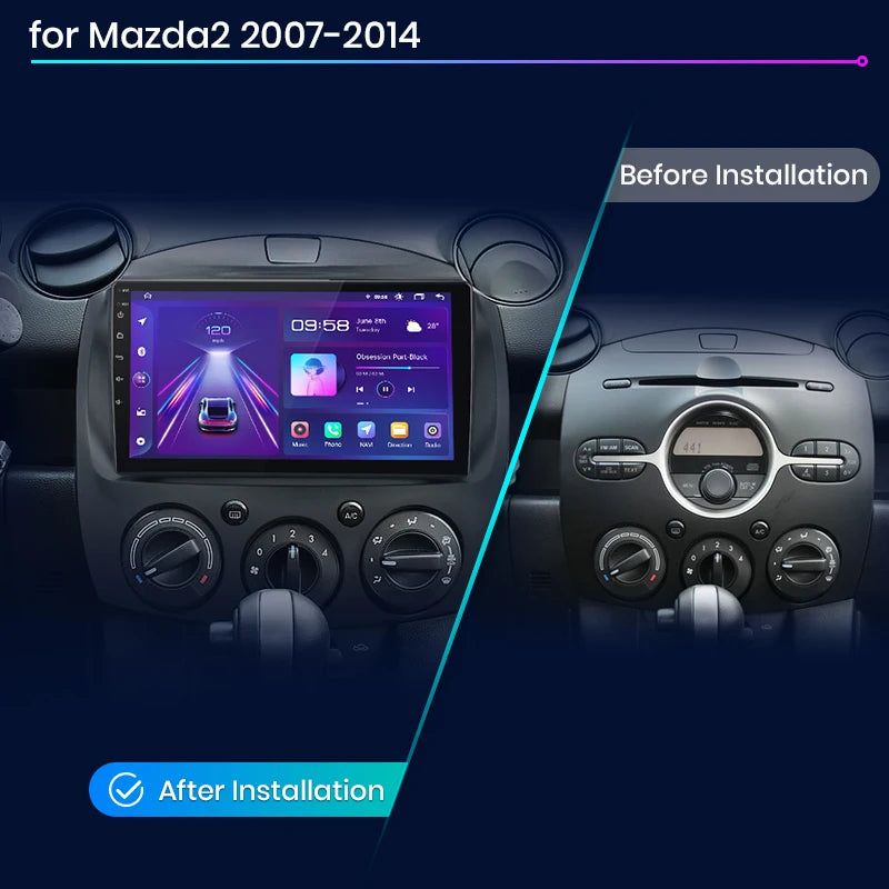 Wireless Speakers, , V1 AI Voice CarPlay Android Auto Radio, Mazda2 2007-2014, 4G Car Multimedia GPS, 2din autoradio, V1 Pro C, 2GB 32GB, Black, Standard size.