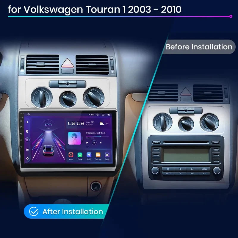 Wireless Speakers, , V1 AI Voice CarPlay Android Auto Radio, 4G Car Multimedia GPS, 2din autoradio, V1 Plus (8G 256G), Volkswagen Touran 1 2003-2010, Black, Size: 2din