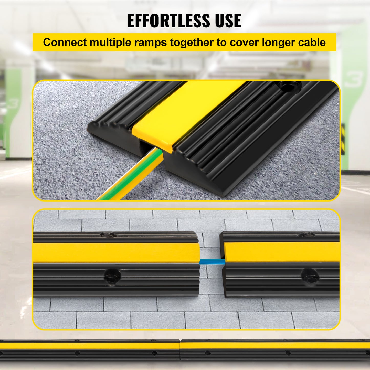 Rubber Cable Protector Ramp for Heavy Duty Loads 18000 LBS Black