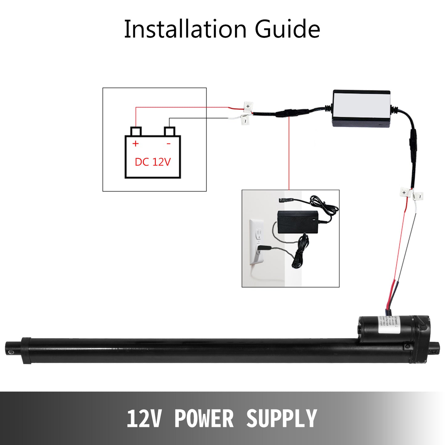 Actionneur linéaire électrique 12V, contrôleur de moteur à course de 500mm et support de montage 900N