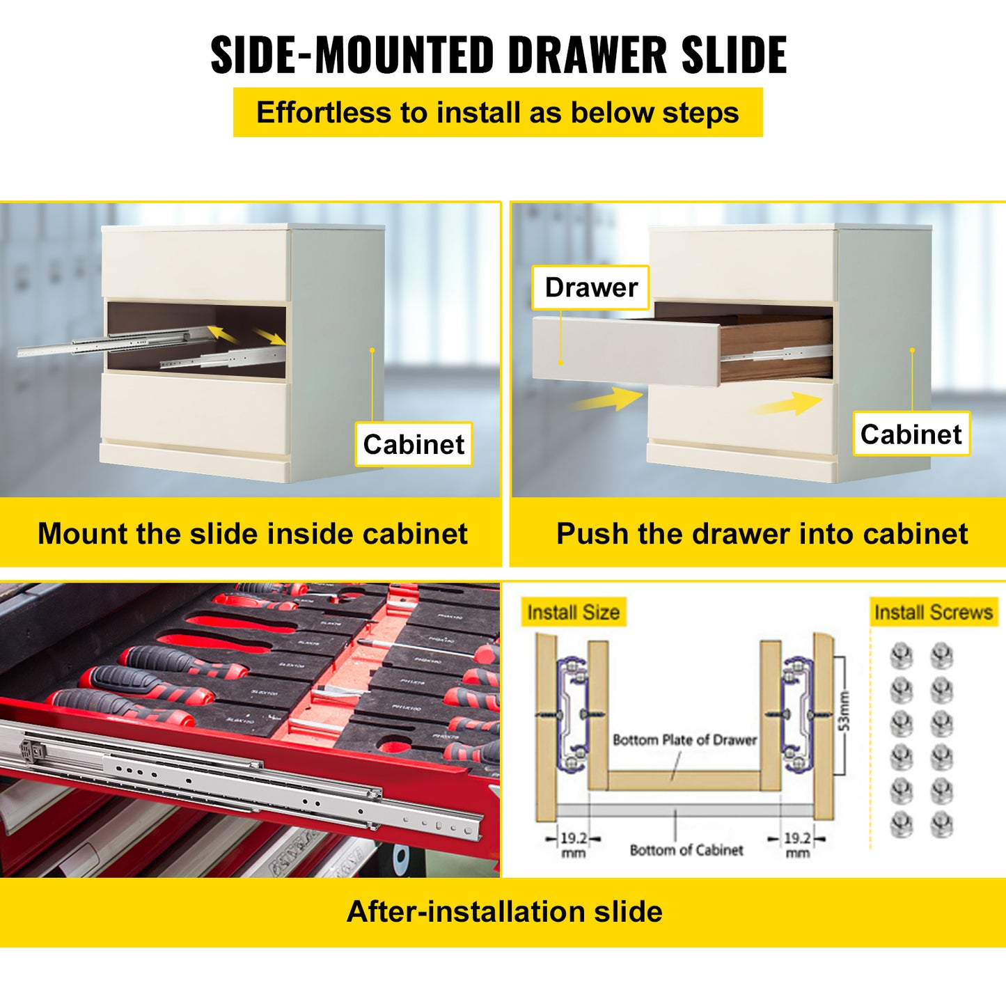 Thickening Heavy Duty Drawer Slides 225kg Load Rail (52") - Furniture Hardware