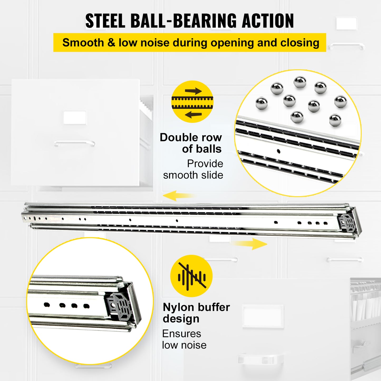 Thickening Heavy Duty Drawer Slides 225kg Load Rail (52") - Furniture Hardware